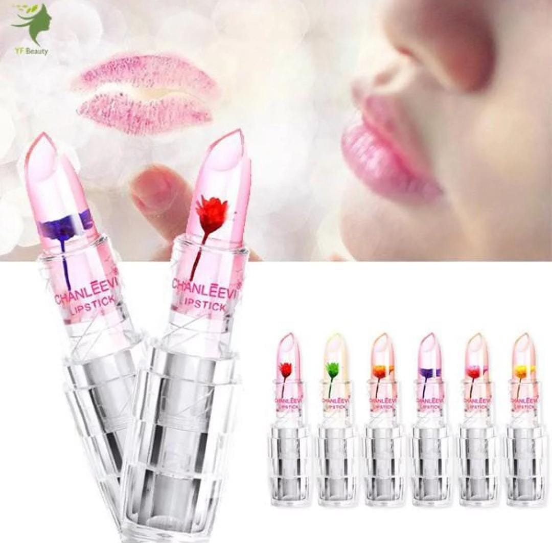 High Quality Transparent Color Changing Flower Jelly Lipstick
