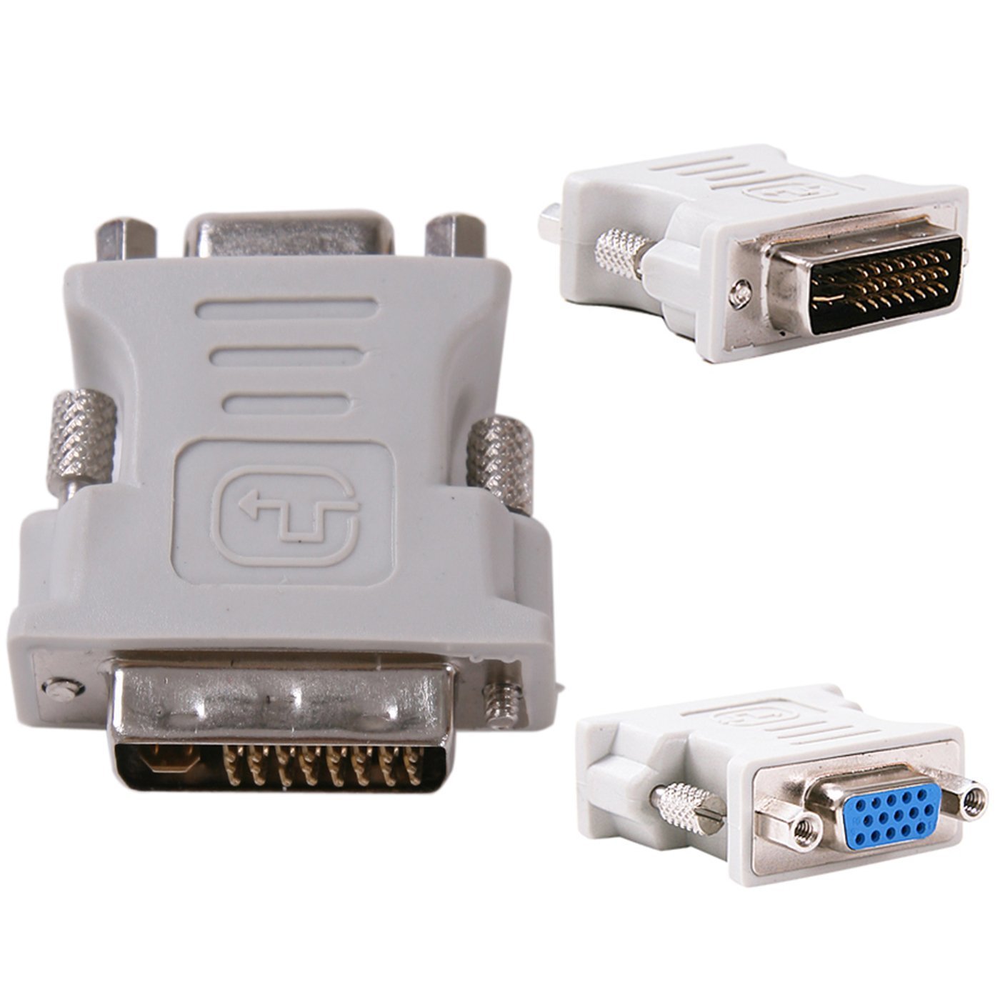 DVI to VGA Adapter Connector - Plug and Play, Dual Display Support, Black