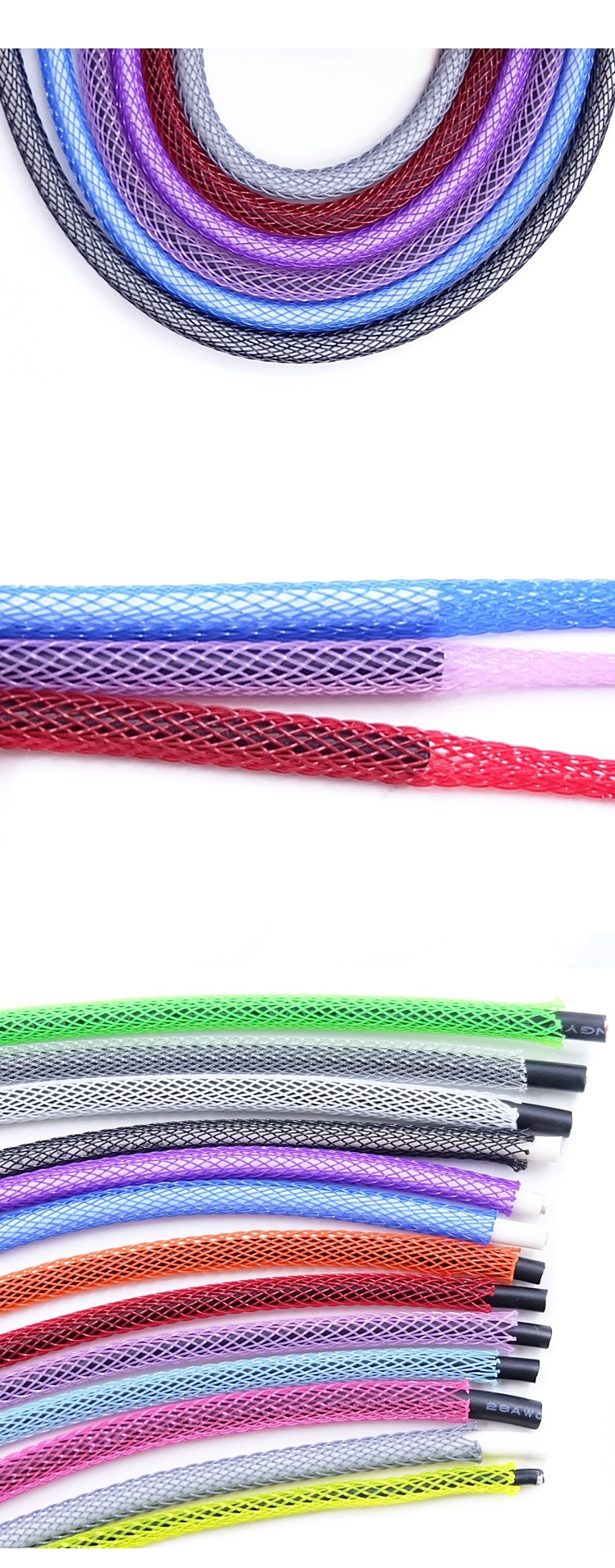 5M/20M Braided Cable Sleeve 3mm 4mm 6mm 8mm 10mm Single PET Expandable  Nylon USB Data
