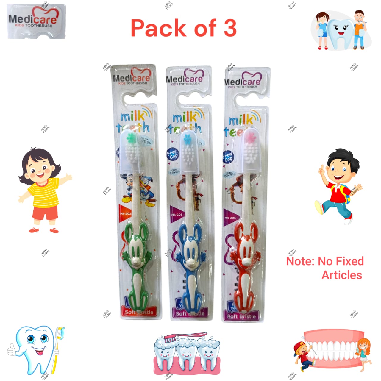 Medicare Halal Kids Teeth Toothbrushes Ultra Soft Hygienic ToothBrush - Oral Care Pack of 3 Toothbrushes