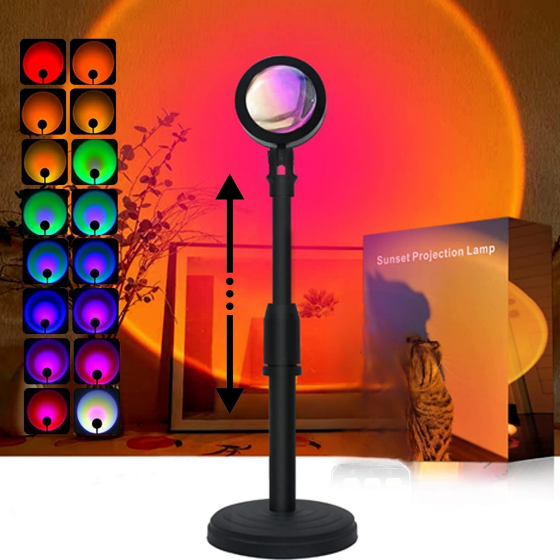 Remote Control RGB Sunset Lamp Projector 16 Colors Changing RGB | Mobile  Photography Backgrounds Accessories Lighting Kit Wallpaper