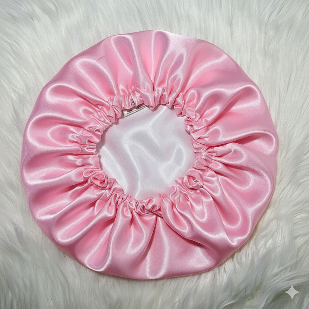 Luxury Silk Satin Sleep Cap with Free Scrunchie, Adjustable Wide Band, Frizz-Free Hair Protection