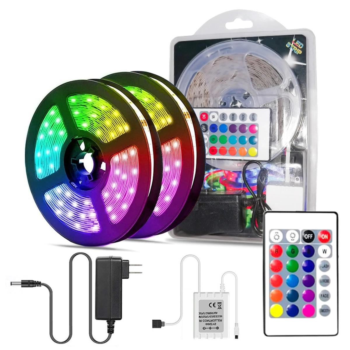 RGB LED STRIP LIGHT BEST QUALITY 12V ADOPTER Waterproof Remote Control Color Changing 3528 - Complete Kit RGB LED Stri Living Room Lights Kit, SMD 3528, 5 Meter RGB LED Rope for Party RTS STORE