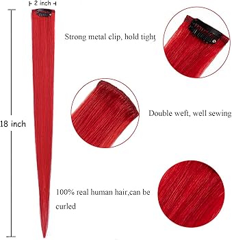 Synthetic Clip-In Hair Extensions - Red