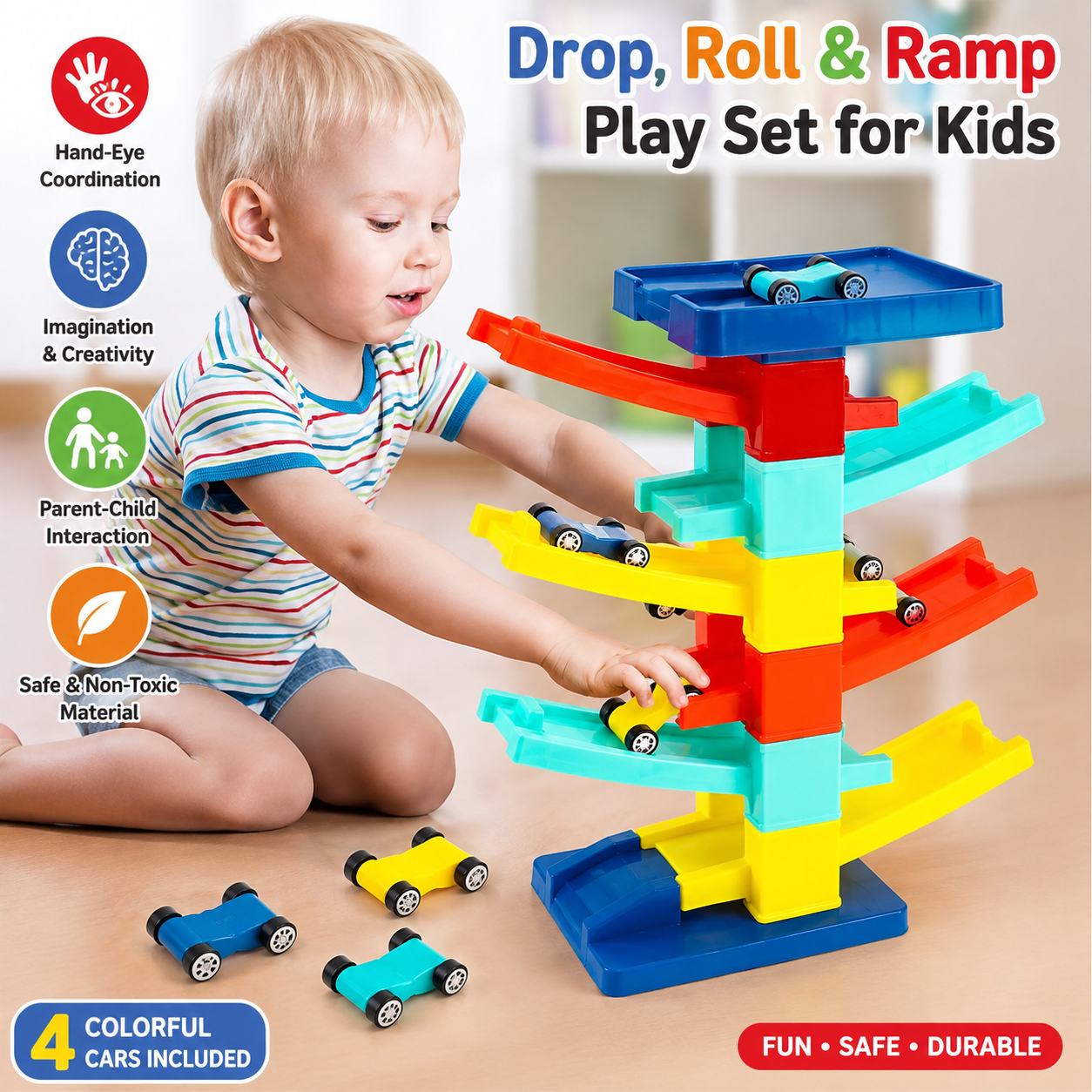 Car Ramp Race Track Toy Toddler Car Playset Replacement Gliding Ramp Racing Model Car Toy Set For Kids