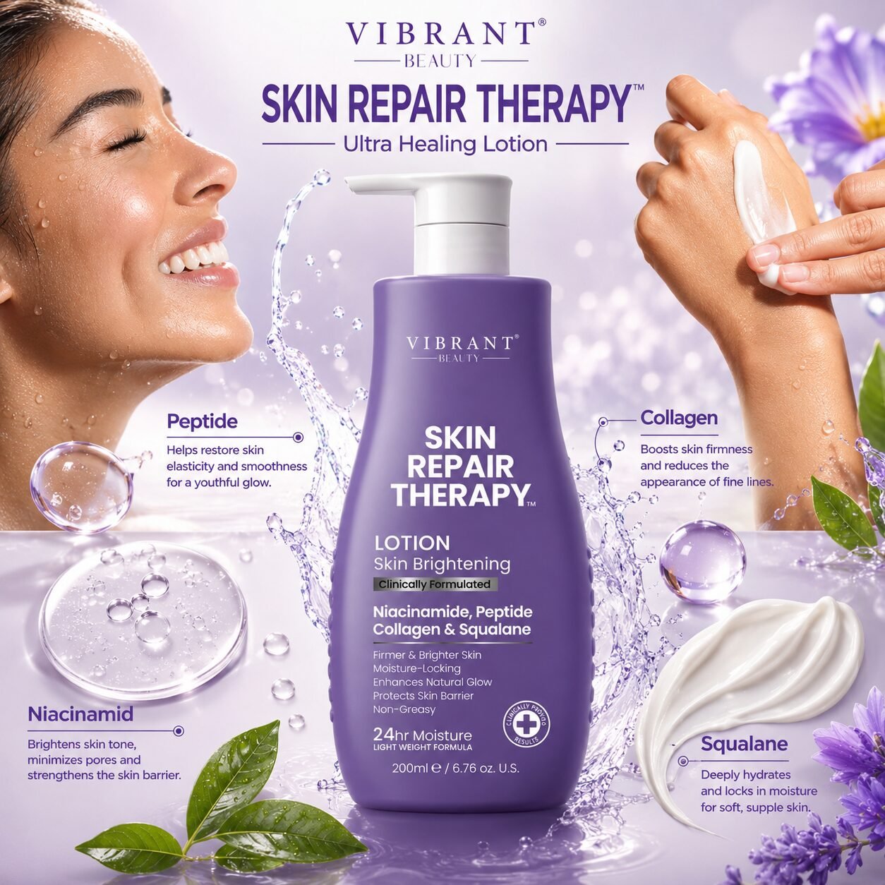 Vibrant Beauty Skin Repair Therapy Radiance Care Lotion | Moisturising Skin Care | 200ml