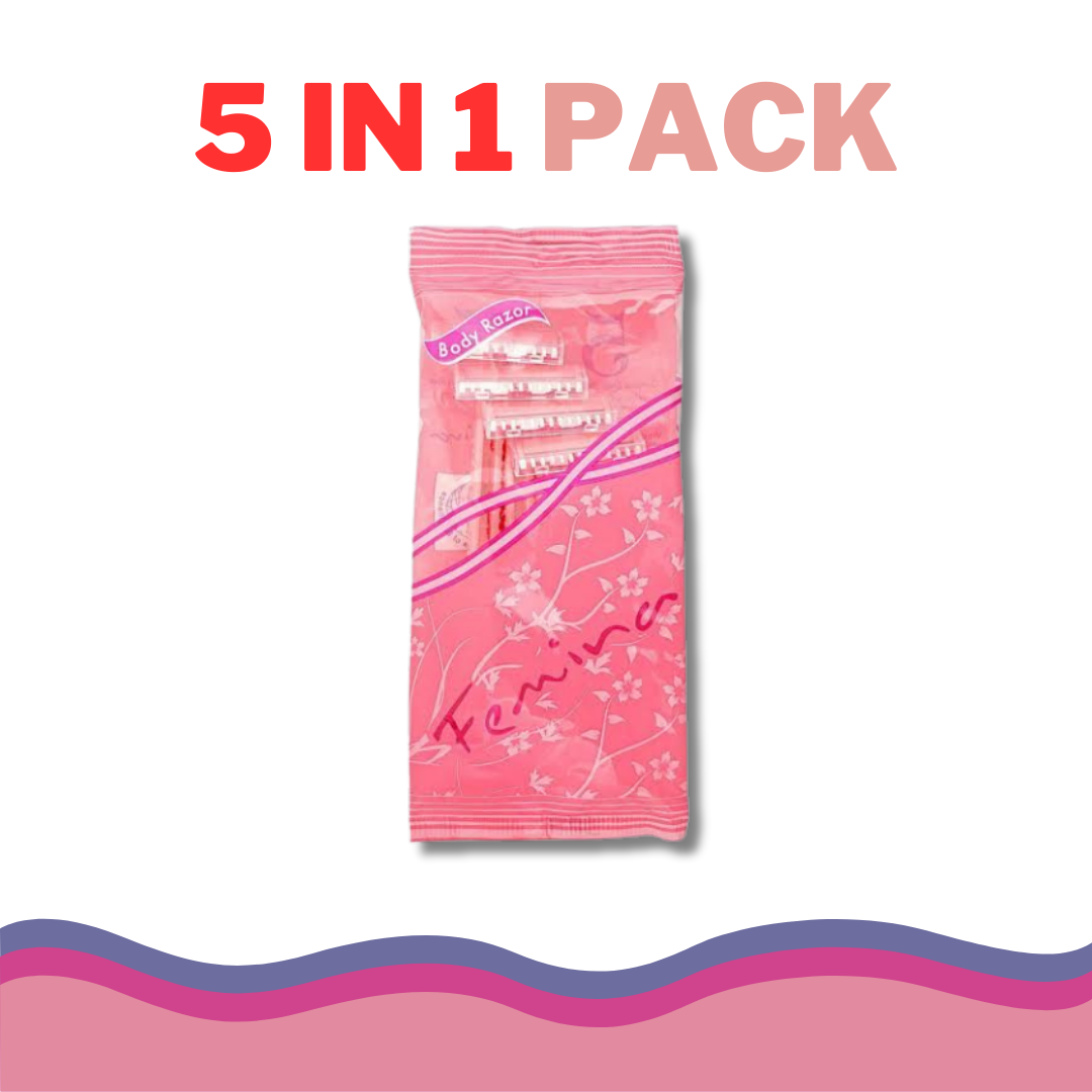 Treet Femina Body Razor Pouch (5in1) - Disposable Razor for Women, Hygienic Shaving Razor for Body and Private Parts, Treet Razor for Smooth Hair Removal, Women’s Razor