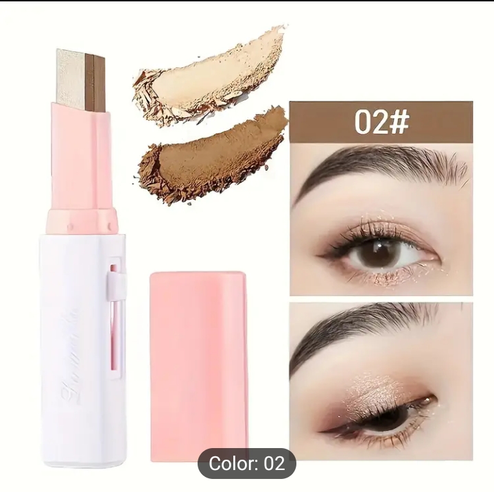 Eyeshadow Stick 2 In 1 Double Color Gradient Velvet Shadow Stick Eye Makeup Waterproof Lasting Shimmer Metallic Eyeshadow Makeup