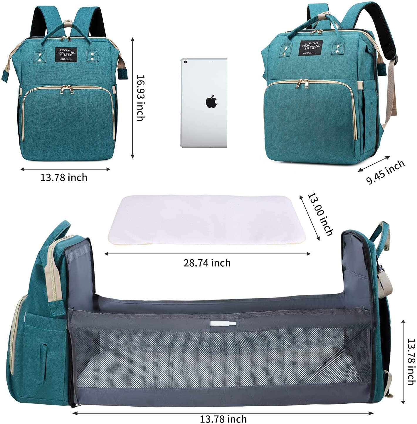 Fashion New Diaper Bags Backpack Multifunctional Foldable Baby Bed Crib Bag Large Capacity Stroller Bag Insulation Nursing