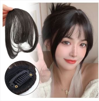 Hair Extensions Ultra Thin 3D Air Clip in Bangs Hairpiece with Nice Net Natural Flat Neat Bangs for Women
