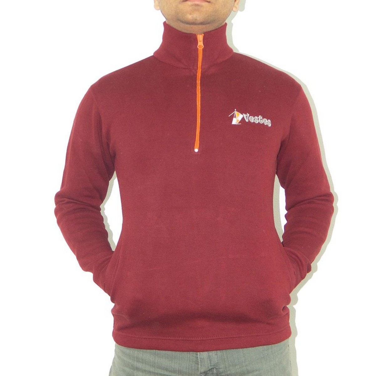 Front Mock Neck Half Zipper For Men