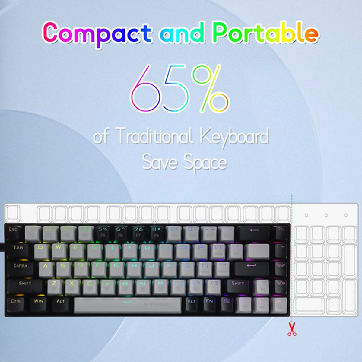 E-YOOSO Z-686 RGB 65% Wired Mechanical Keyboard Grey Black 68 Keys Hot Swappable Red Switches 12 483c099ecb5e9f449cea718b7c91c0e3