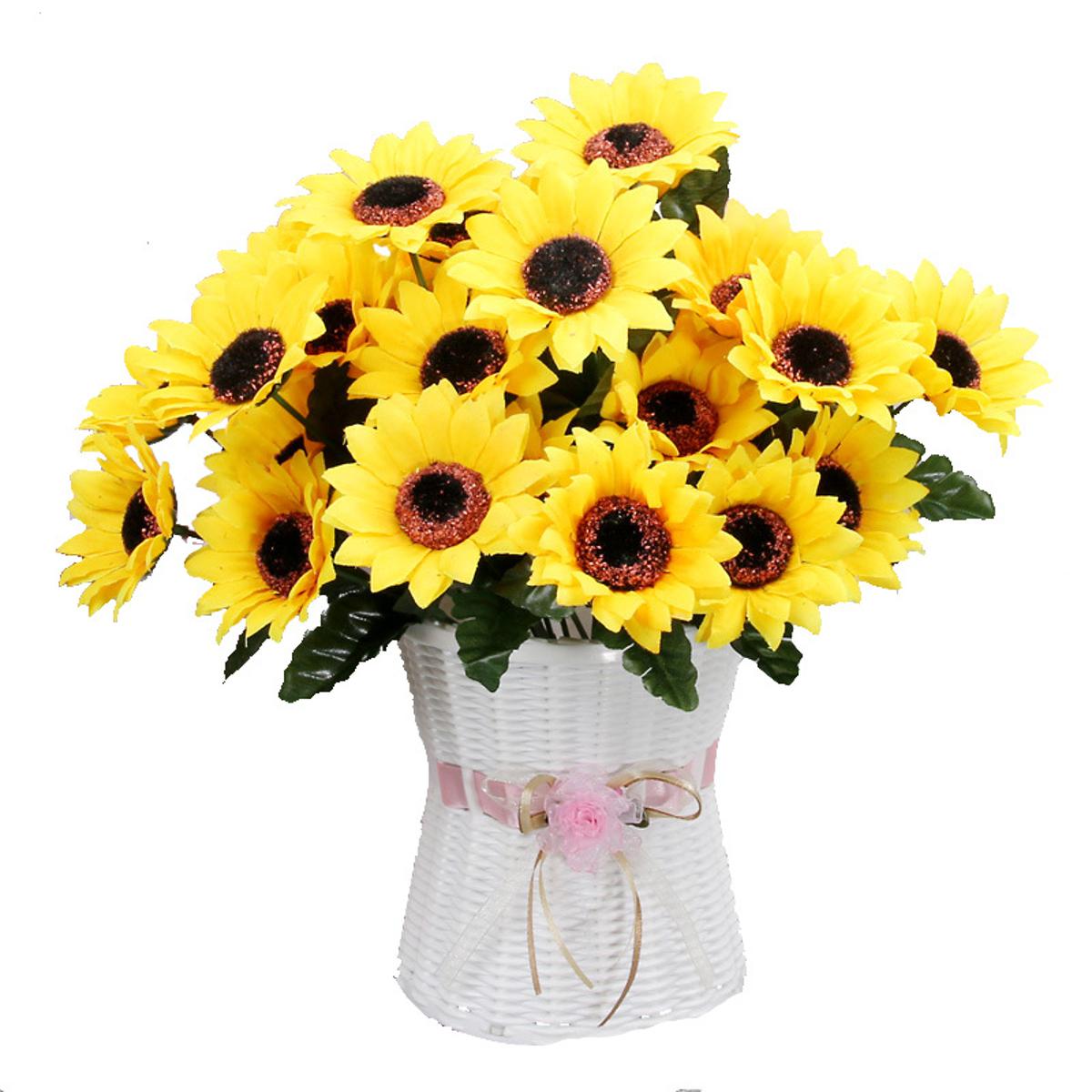 Sunflower Bunch Artificial Flowers Floral Decor For Home and Office Decorations Sun Flower-Yellow