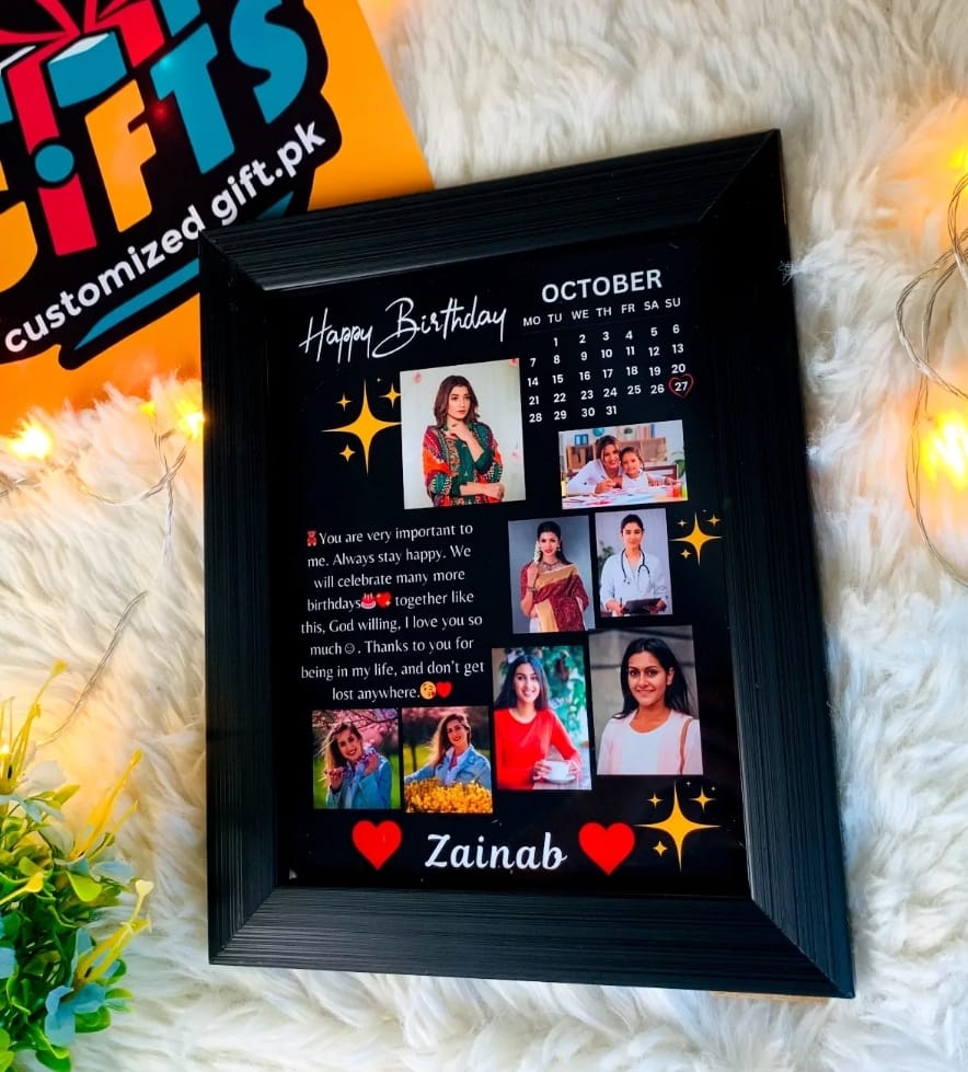 ♥️ Original Product + FREE Shipping + COD ♥ Personalized Moon Shape Photo Frame with Custom Calendar & Message, Customized Picture Frame with Multiple Photos, Unique Birthday Gift, Anniversary Gift, Wedding Gift & Gift for Friends