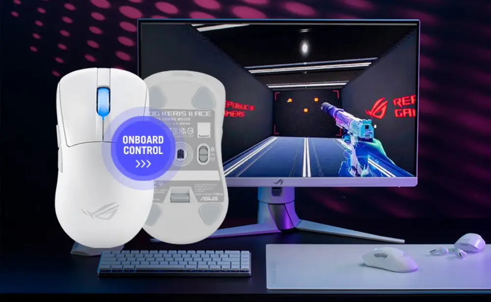 ASUS ROG Keris II Ace Wireless Gaming Mouse (P714) ultralight 54-gram ergonomic with 42,000-dpi ROG AimPoint Pro optical sensor, ROG Optical Micro Switches 35 48449e3662249ee69313a50fe1baf1e1