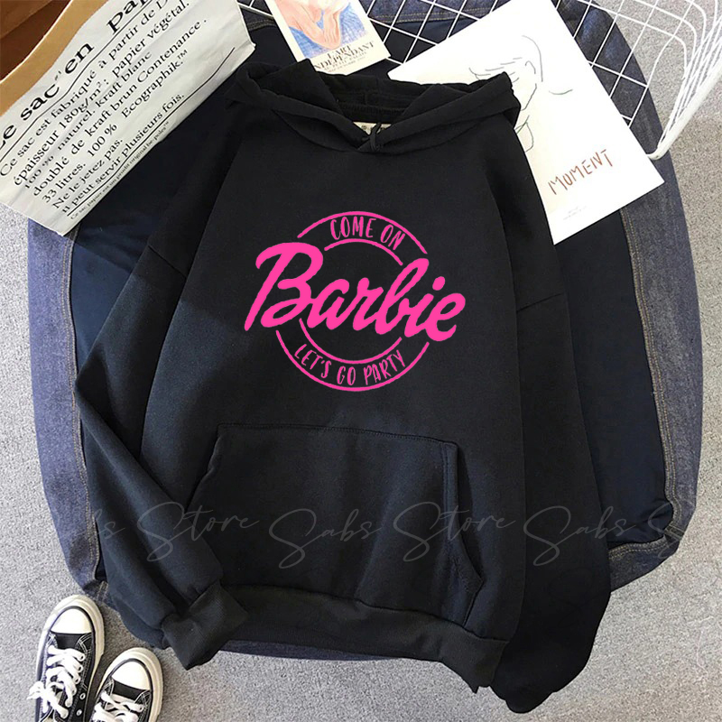 Hoodie For Girl & Women New Arrival BARBIE lets go Party Printed Pocket Drawstring Pullovers Clothing winter wear