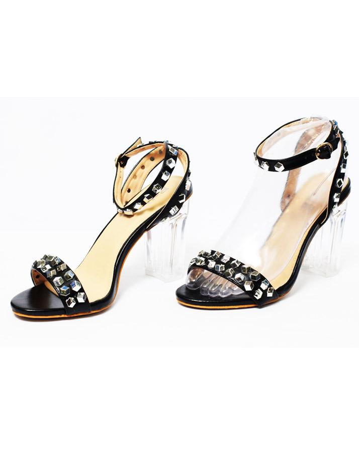 clear glass sandals