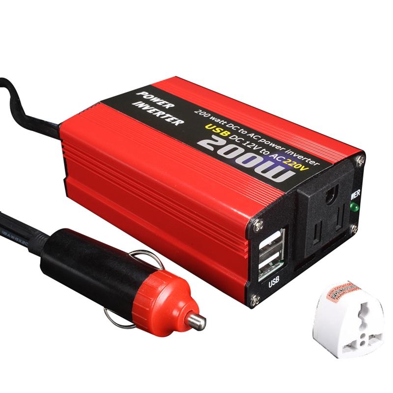 200W Car Power Inverter Dc 12V To Ac 220V Converter Dual Usb Charger