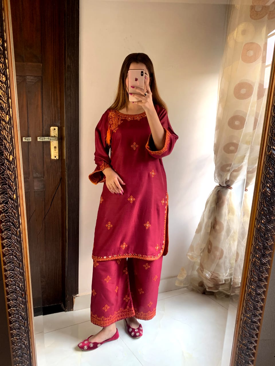 Fancy clothing hub linen Embroidery Two Pieces For GirlsBalochi mirror work fancy embroidery 2 pieces stitched dress for girls