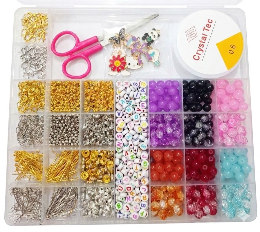 Complete DIY Bracelet & Jewellery Making Kit for Girls | Magnetic Heart Charms + Jump Rings & Lobster Clasps | Alphabet Beads & Accessories Set with Big Storage Box | DIY Jewellery Making Beads Box | Art & Craft Kit for Kids & Teens (Multiple Kits Availab