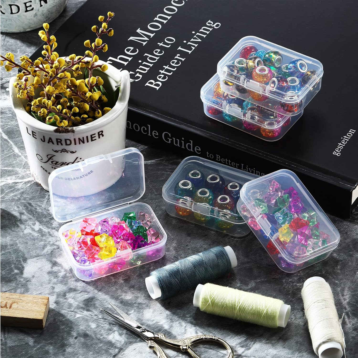 Embellet Small Plastic Jewelry Storage Box Transparent Flip Portable Pill Container Jewelry Holder Packaging Earrings Display Case