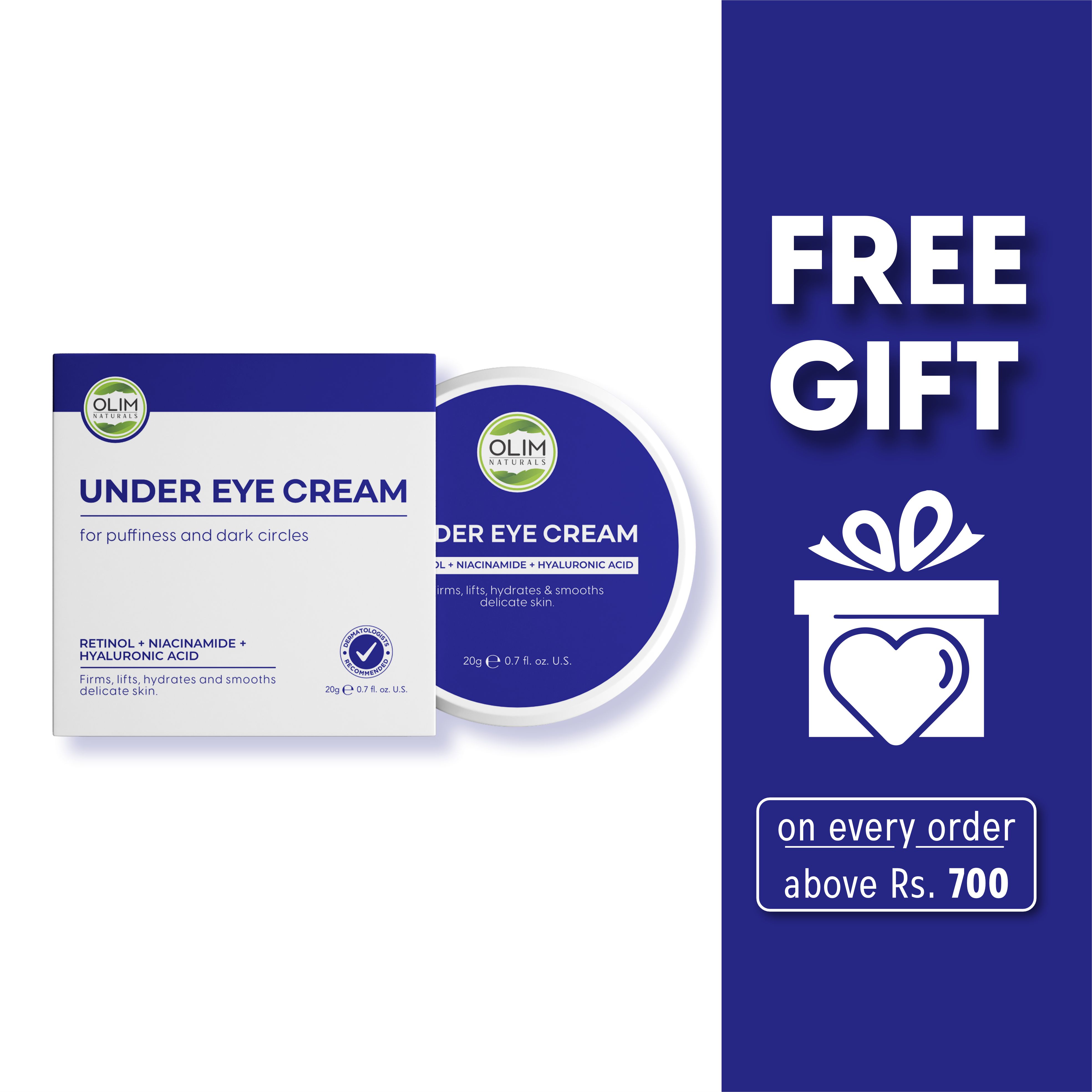 Olim Naturals - Under Eye Cream Lightens Dark Circles Reduce Puffiness Beeswax, Salicylic Acid, Caffeine, Vitamin C