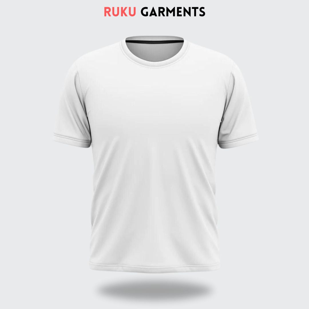 Ruku Garments New Half Sleeve Plain White Tshirt For Men