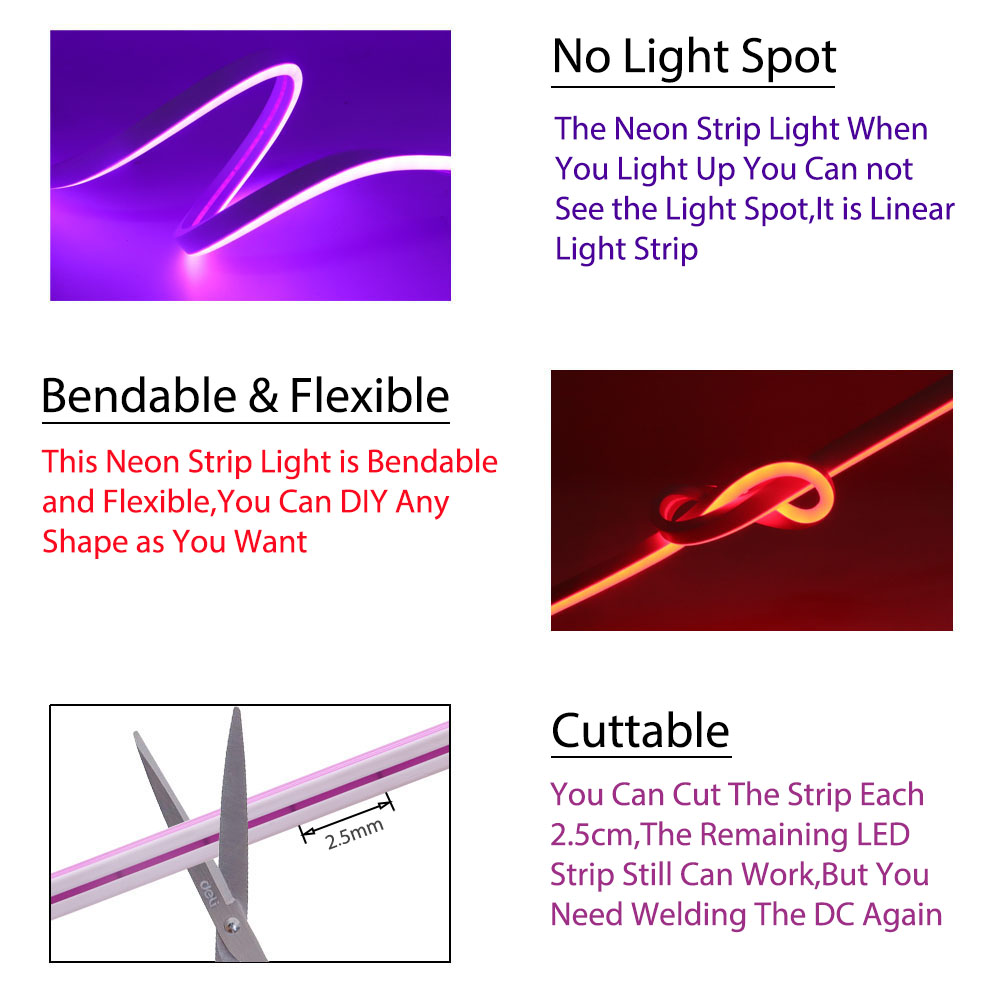 DC12V - LED Strip - RGB - Neon - LED Light - Waterproof - Flexible - Bendable - 5M - 16ft - Decorative For Room - Home Decoration - Gaming PC - Bedroom - Kitchen By GULF LED HOUSE