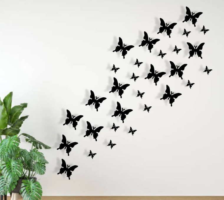 Pack of 30 Wooden Butterflys | 3D Butterflys Wooden Wall Decoration Items for Home, Bedrooms Inspire Kids and Look Decent