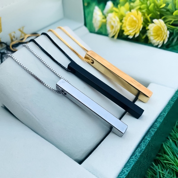 Pack of 3 Vertical Bar Necklace for Men and Women - Stick Necklace Locket for Boys and Girls - Multicolor Chain Necklace 1 Ratings