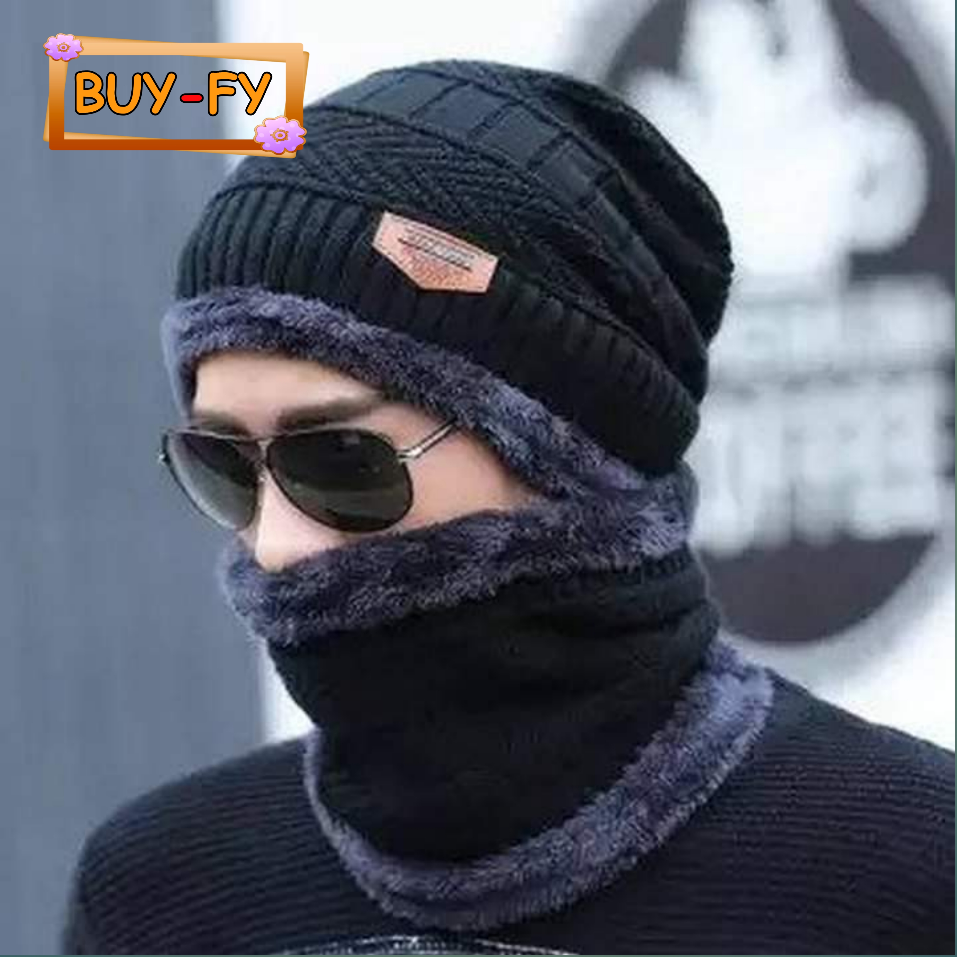 Beanie Full Set-2 Piece Cap + Neck Warmer/Hat & Warmer Winter Cap and neck for men - women