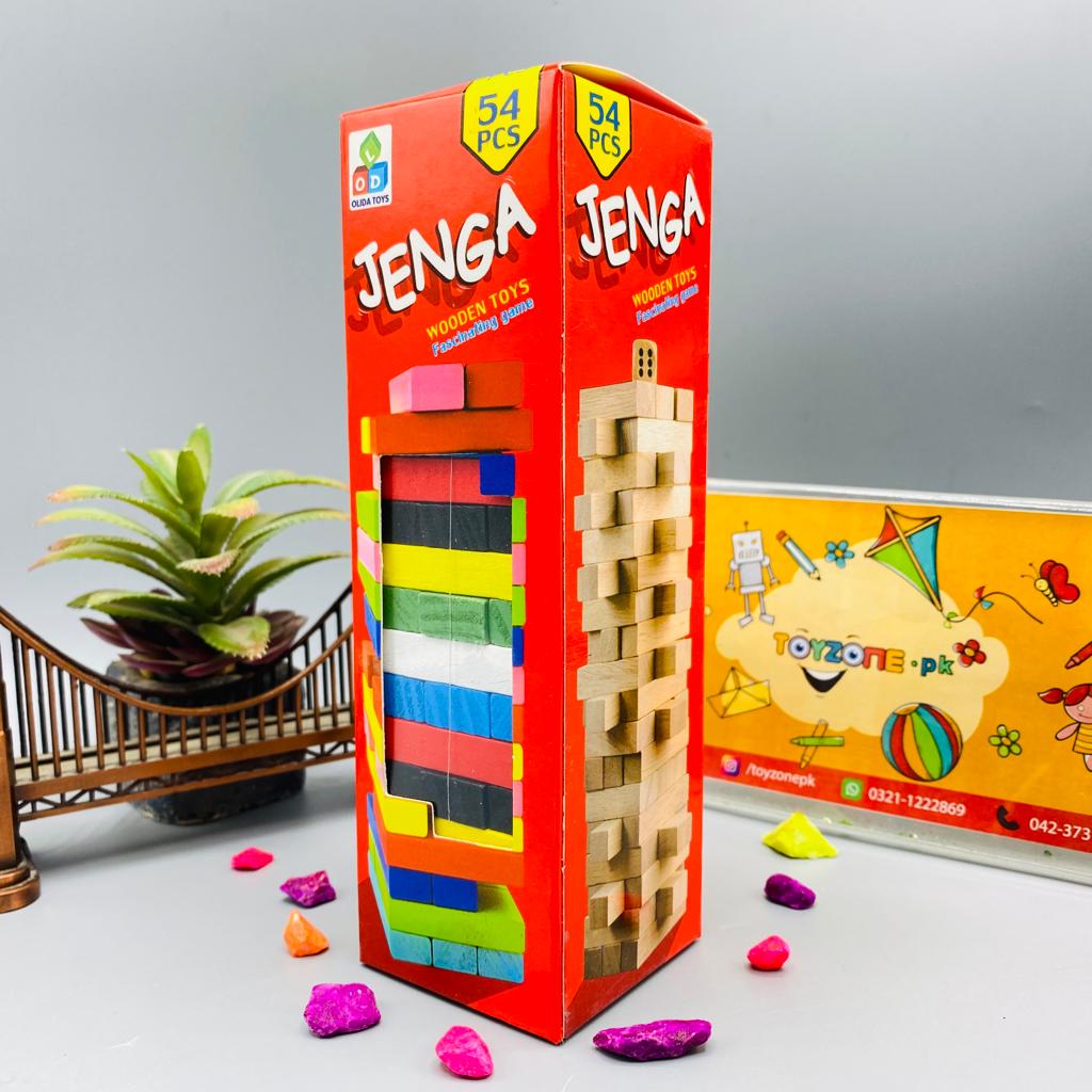 Wooden Rainbow Jenga 54 Pcs Block