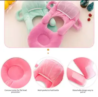 Baby Bottle Feeding Pillow With Adjustable Strap - Hands-Free Nursing Support Pad For Newborns & Infants (Pink)