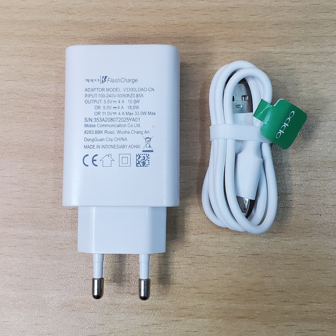 Oppo Original Charger + Data Cable (Micro-usb and Type-C) Quick Charge - Fast Charging Supported. Wall Charger - Oppo Charger