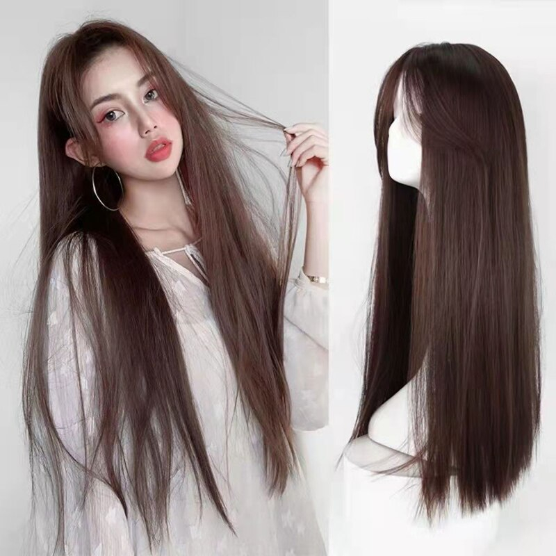 Imported quality full head wig for girls n women's matte finish - brown color