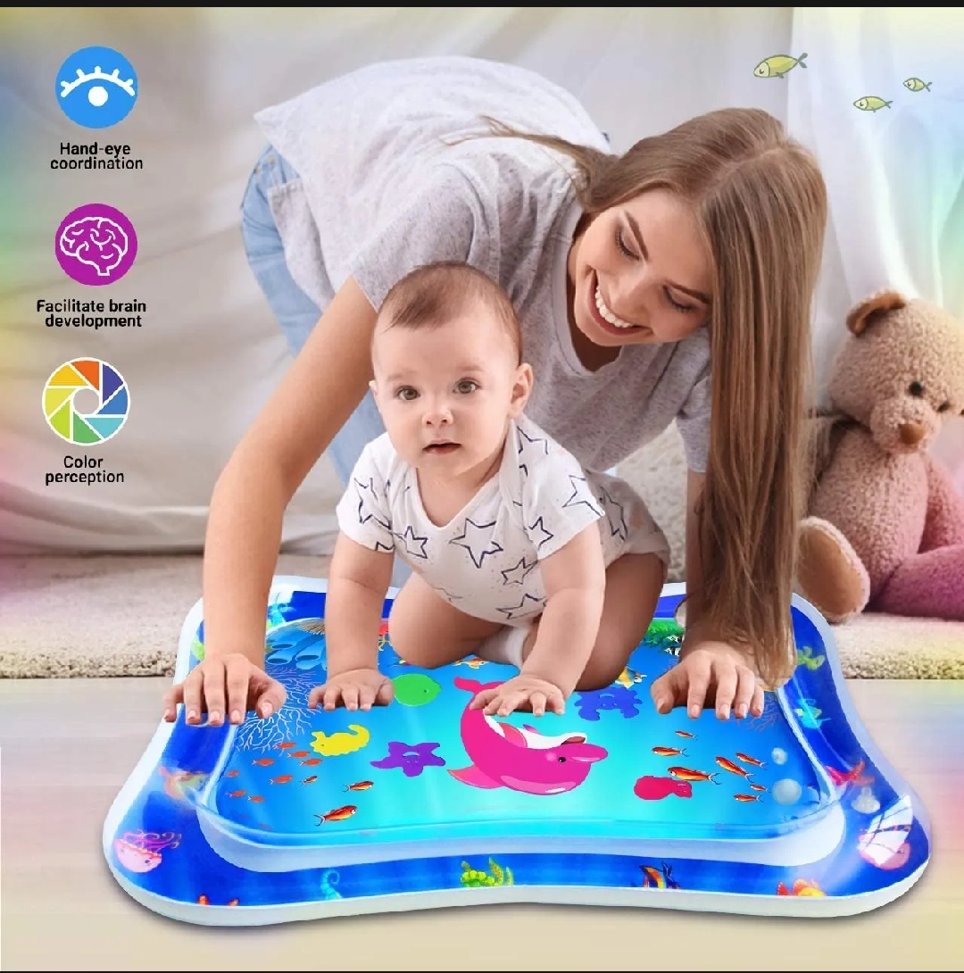 Buy premium quality baby water play mat for tummy time, safe and leak-proof inflatable water mat for infants, toddlers, early learning, sensory development, fun indoor activity, and comfortable baby playtime experience