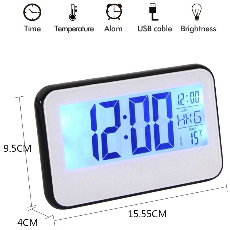 ORIA Digital Alarm Clock 12/24H Format Mirror LED Music Digital Clock