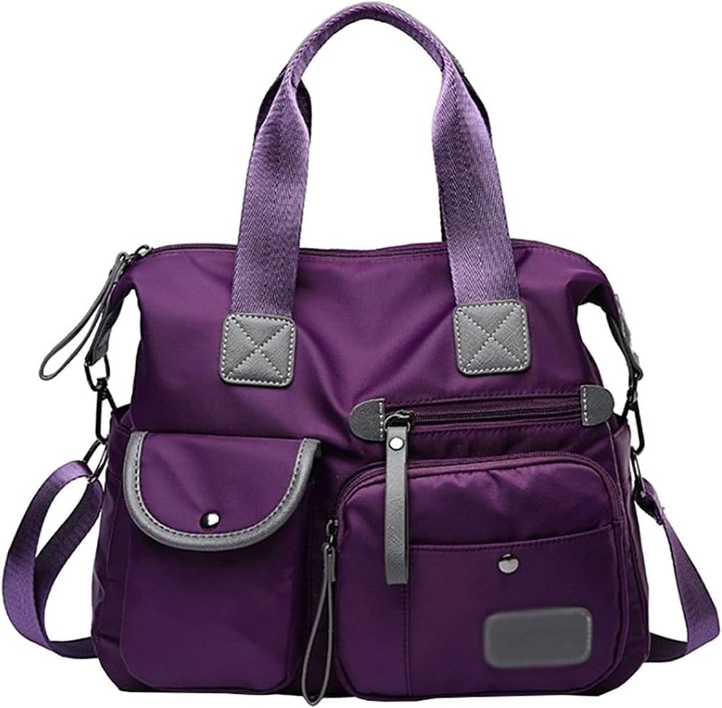 Women's Oxford Cloth Shoulder Bag – Waterproof Nylon (Purple)