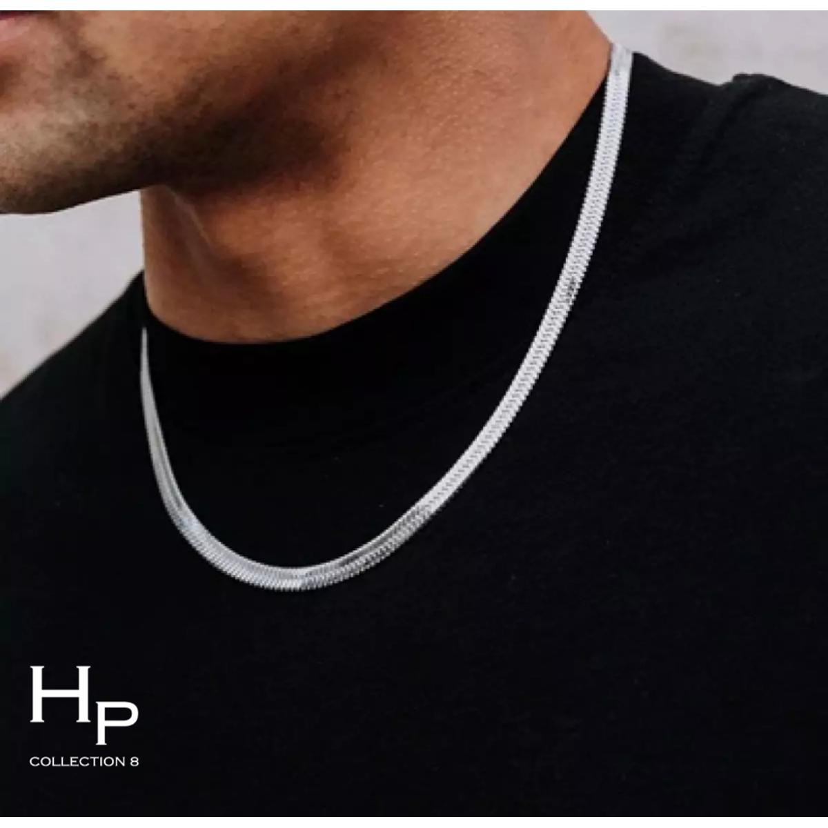 Life Time Color Warranty Snake Silver Chain 3mm /55cm, (22 Inches) in Stainless Steel  For Man