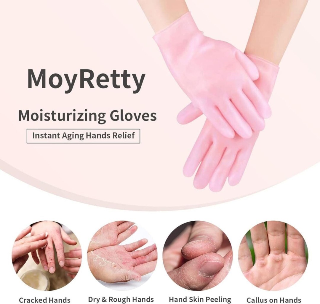 Silicone Moisturizing Socks & Gloves (1 Pair Each) for Intensive Hydration, Roughness Relief & Callus Treatment, Hydrating Skin Care for Dry, Cracked Hands & Feet, Suitable for Most Sizes