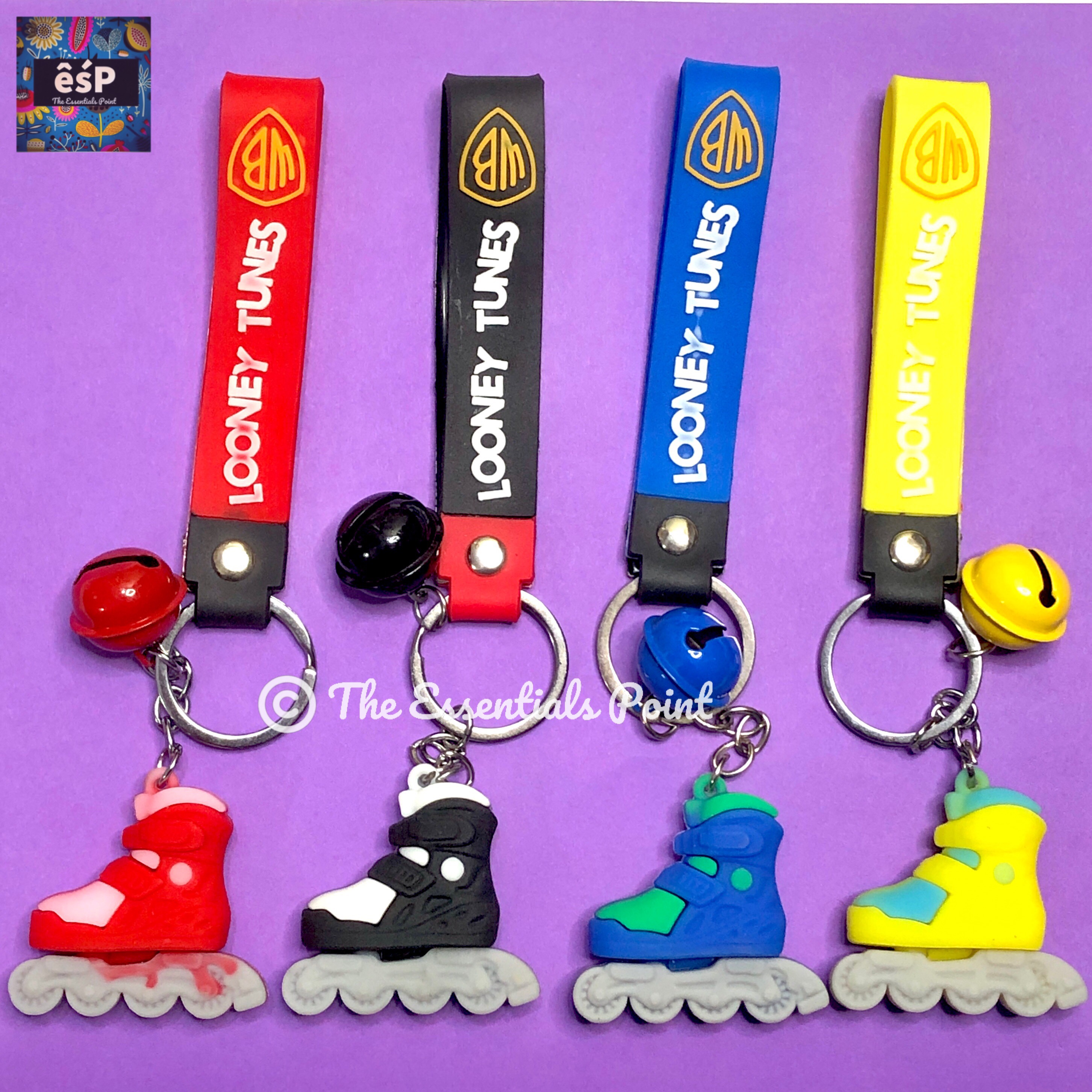 Roller skates / skate shoes keychain for cars / bikes - kids (girls and boys) - bag hanging accessories - rubber key chain / keyring