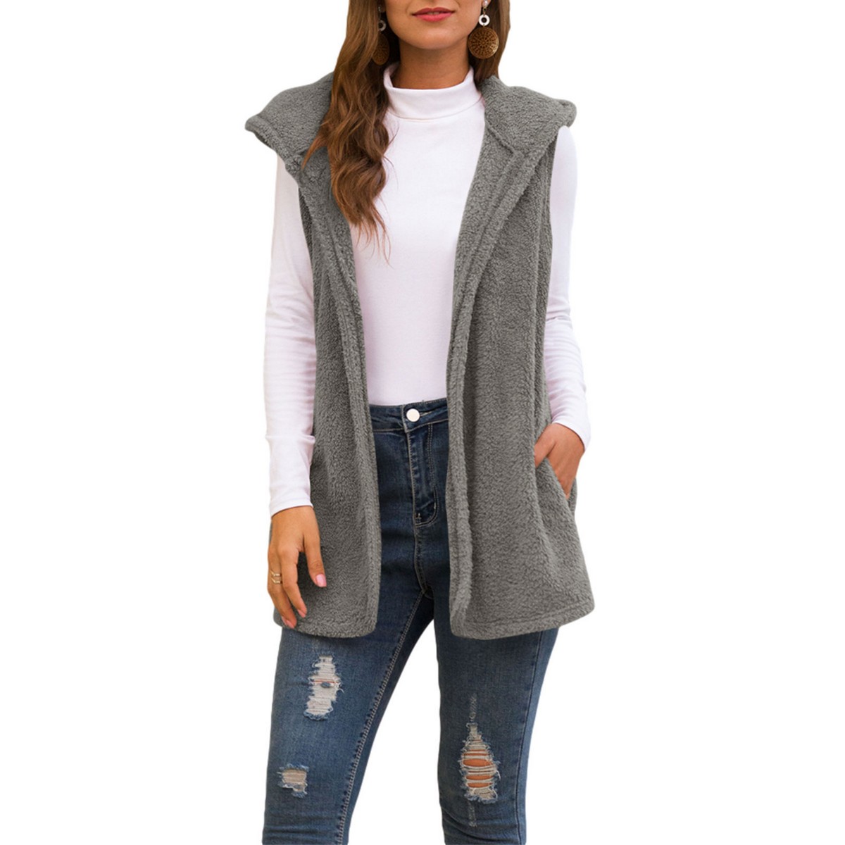 Women Thermal Waistcoat, Solid Color 