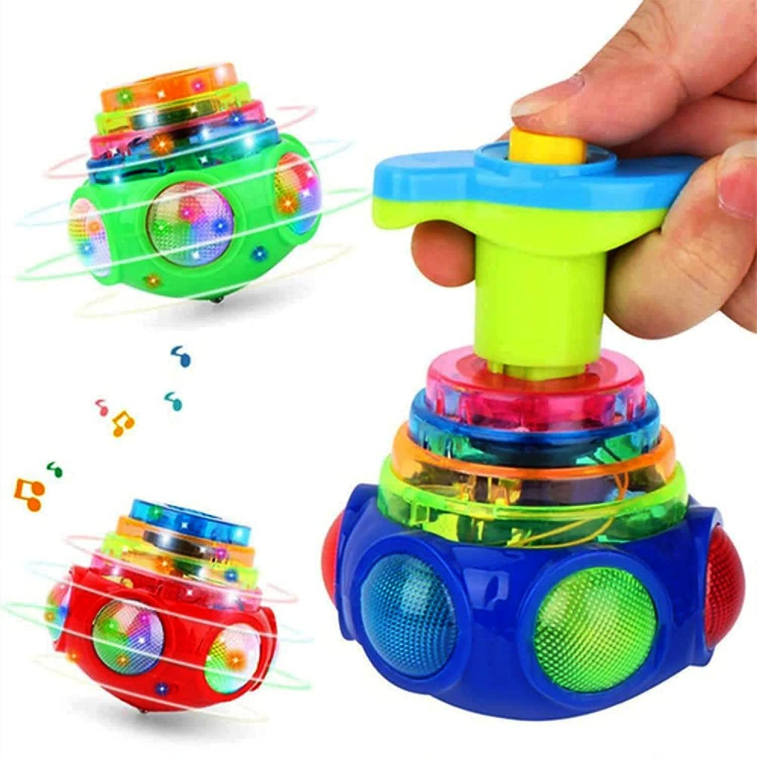 Musical Spinning Top Toy with LED Light, Music Flash Light Lattoo for 3 Years Kids  Toys Spinning Gyro Magic Lattoo with Music and Lights | Spinning Top Toy for Kids Boy | Colourful Spinner Fidget Sound Tops Best Birthday Gift for Baby(Multicolor)