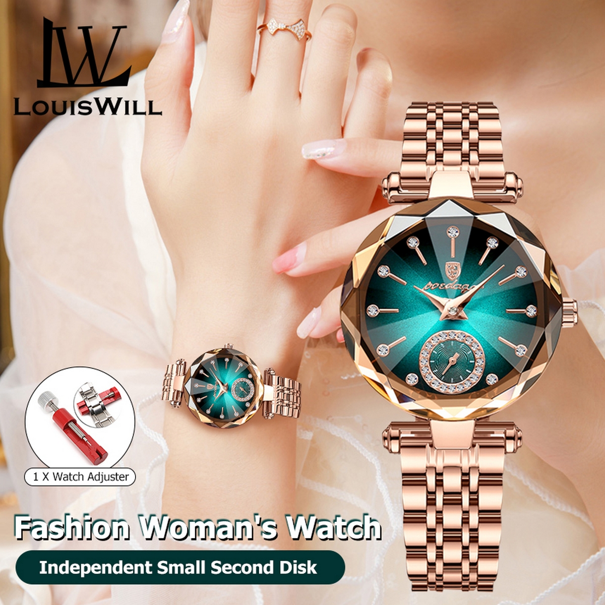 LouisWill Women's Fashion Watches Gradient Two And A Half Needle Watch