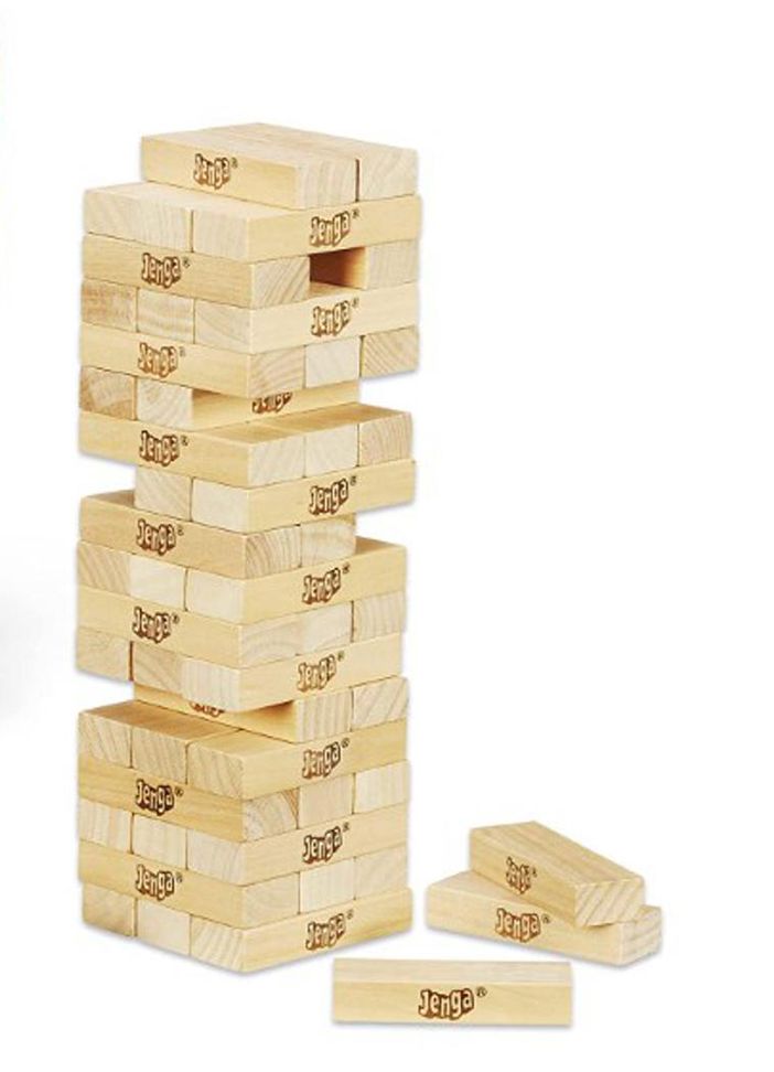 Hasbro Jenga Classic Wooden Blocks Tower Game 54 Pieces - Family Fun Strategy Game for All Ages