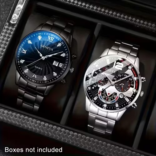 2PCS Men’s Quartz Watch + Wallet Combo | Luxury Analog Wrist Watches with Slim Wallet | Stylish Gift Set for Men