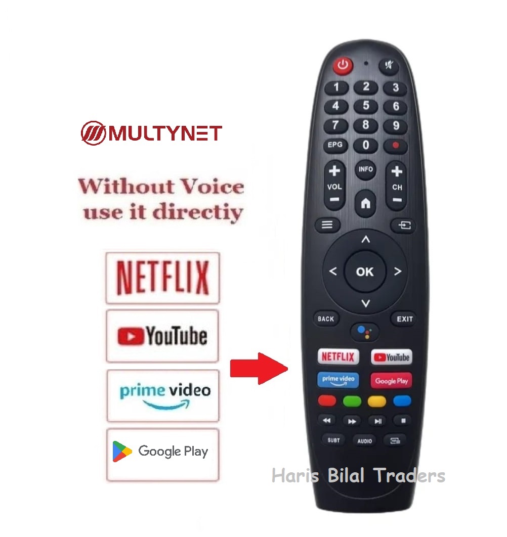 Multynet Smart LED TV Remote Without Voice Camond with NetFlex & Youtub & prime video Button