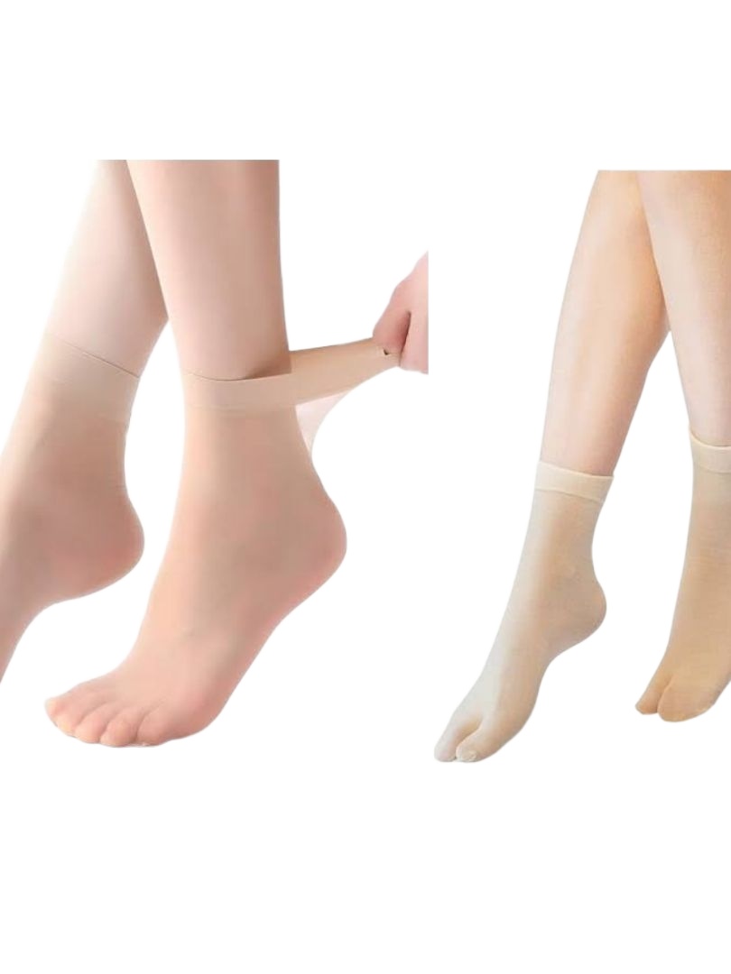 Pack of 3 & 5 Transparent Skin Black Colors Socks for Women and Girls