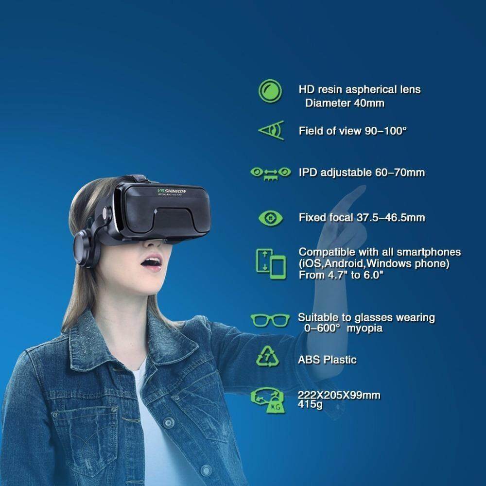 VR BOX  MOBILE Shinecon G06A New 3D Virtual Reality Gaming Glasses Headset for 4.5-7.0 Inch Smartphones VR Full-Screen Helmet with Adjustable Googles - high resolution lenses -ST