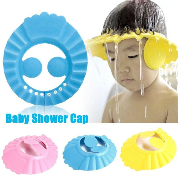 Baby EVA Soft Kids Shampoo Bath Shower Cap Hat Adjustable Kids Shower Cap Baby Care Bath Protection for Kid Shower Accessory